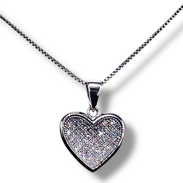 Sterling Silver Cubic Zirconia Pave Heart Pendant Necklace - Image 12