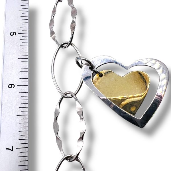 Silver Gold Vermeil Open Heart Charm Link Bracelet - Image 8