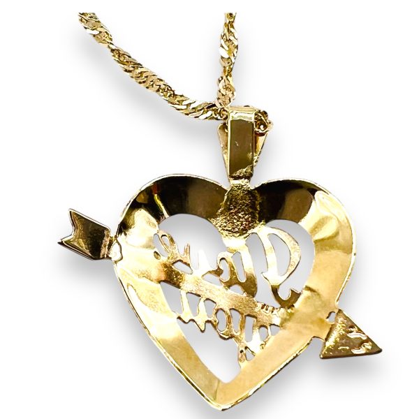 I Love You Arrow Pendant 10k Gold Open Heart Necklace - Image 5