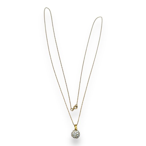 10k Yellow Gold Cubic Zirconia Disco Ball Pendant Necklace - Image 2