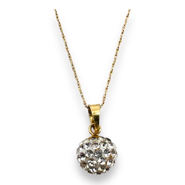 10k Yellow Gold Cubic Zirconia Disco Ball Pendant Necklace - Image 3