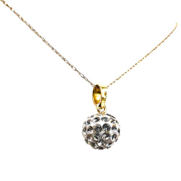 10k Yellow Gold Cubic Zirconia Disco Ball Pendant Necklace - Image 8