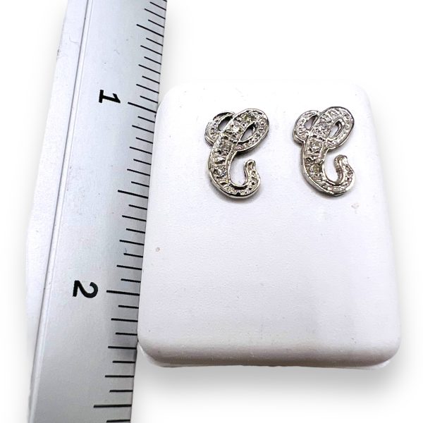 Initial "e" Earrings Cursive Diamond 14k Gold Letter - Image 6