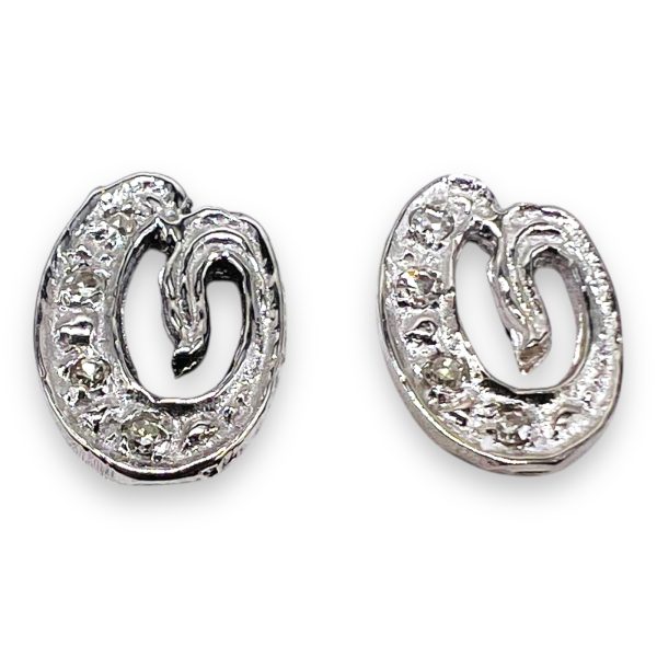 Initial 'O' Diamond Letter Earrings 14k White Gold