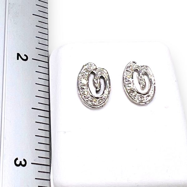 Initial 'O' Diamond Letter Earrings 14k White Gold - Image 6