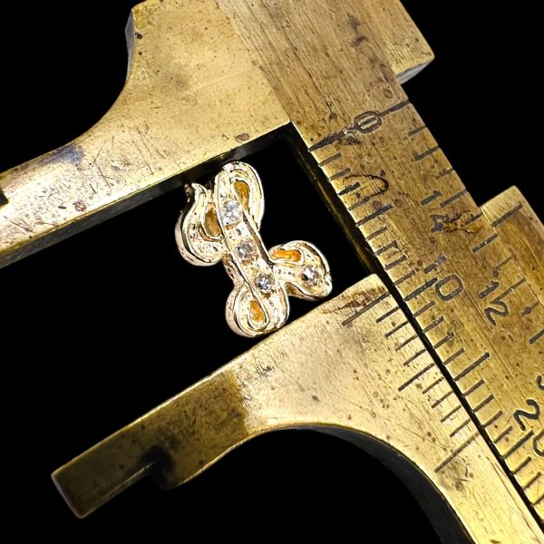 Diamond Earrings with 'L' Initial 10k Yellow Gold Letters - Image 4